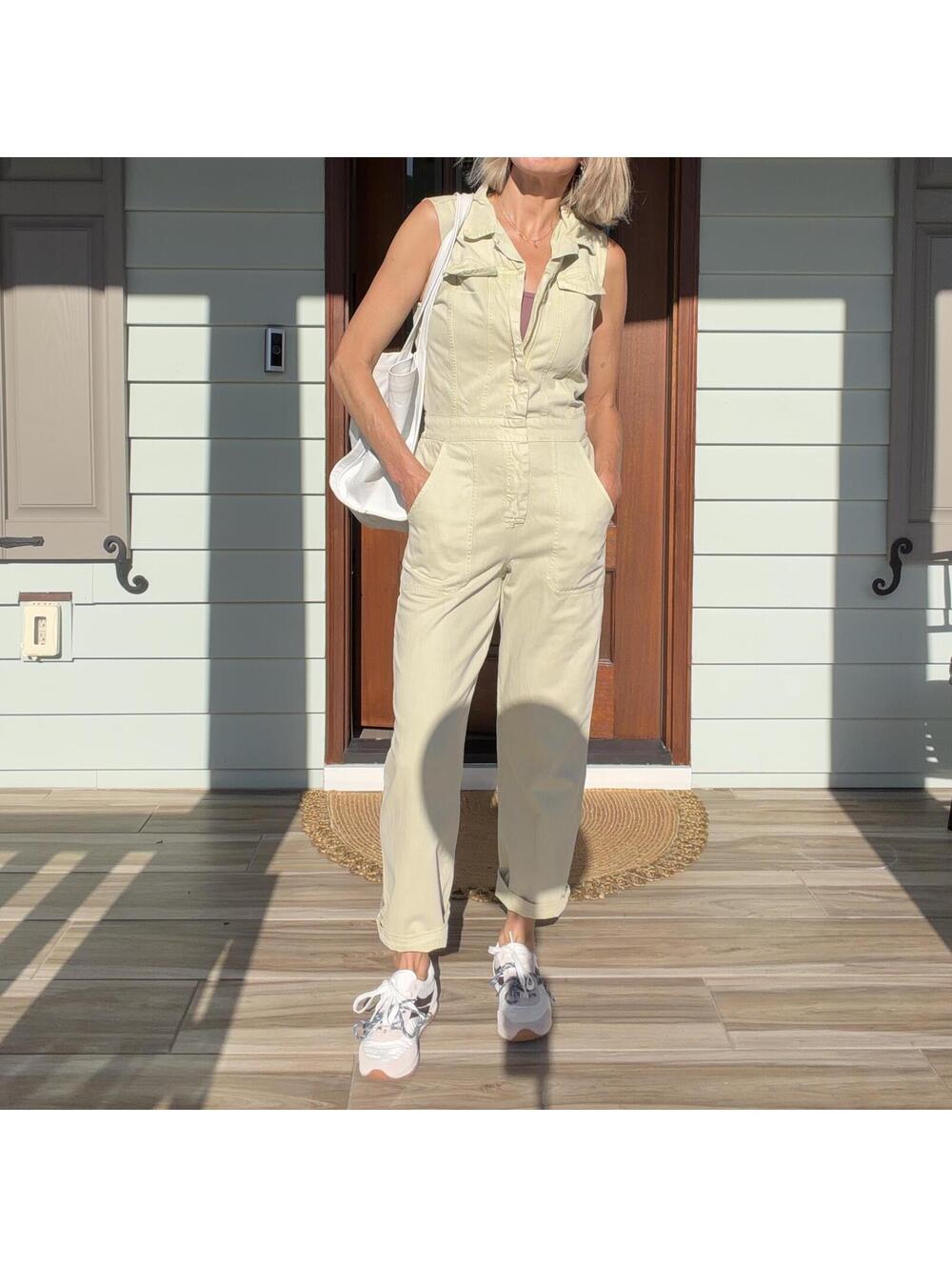 YFB Sage Green Sleeveless Utility Jumpsuit Size S